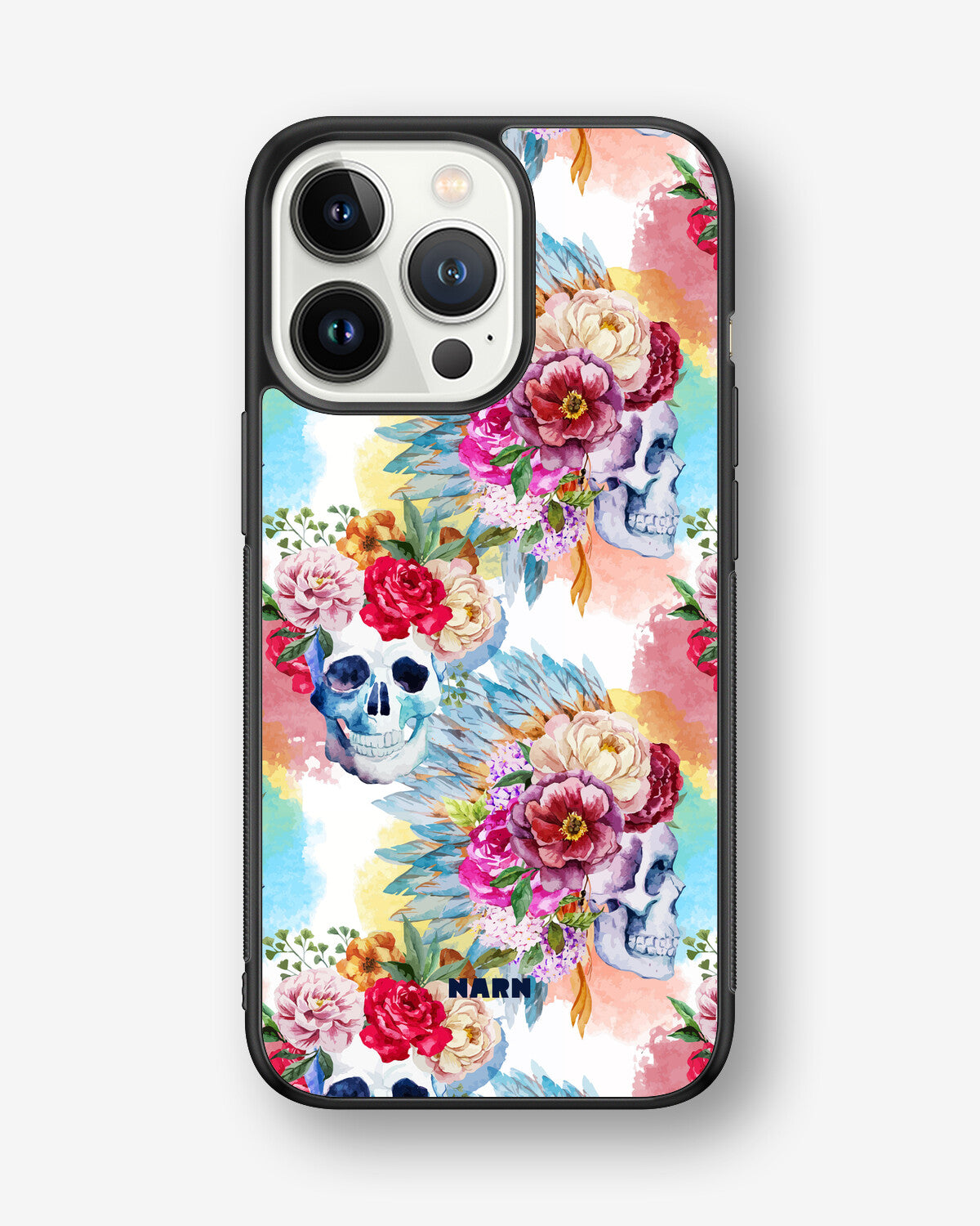 iPhone 13 Pro Hard Case – Flowered Skulls - View 1