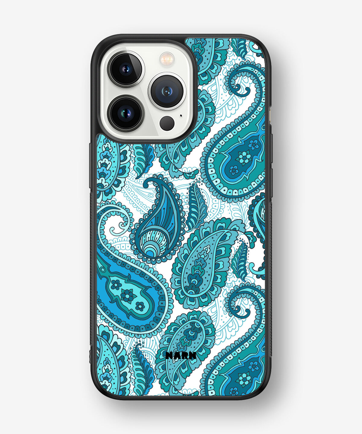 iPhone 13 Pro Hard Case – Turquoise Paisley - View 1