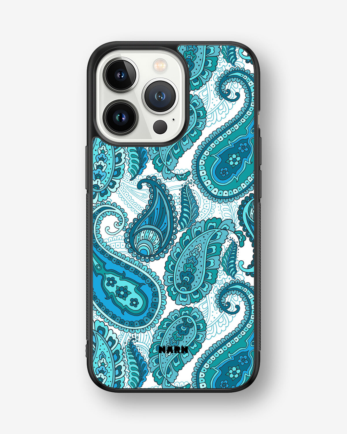 iPhone 13 Pro Hard Case – Turquoise Paisley - View 1