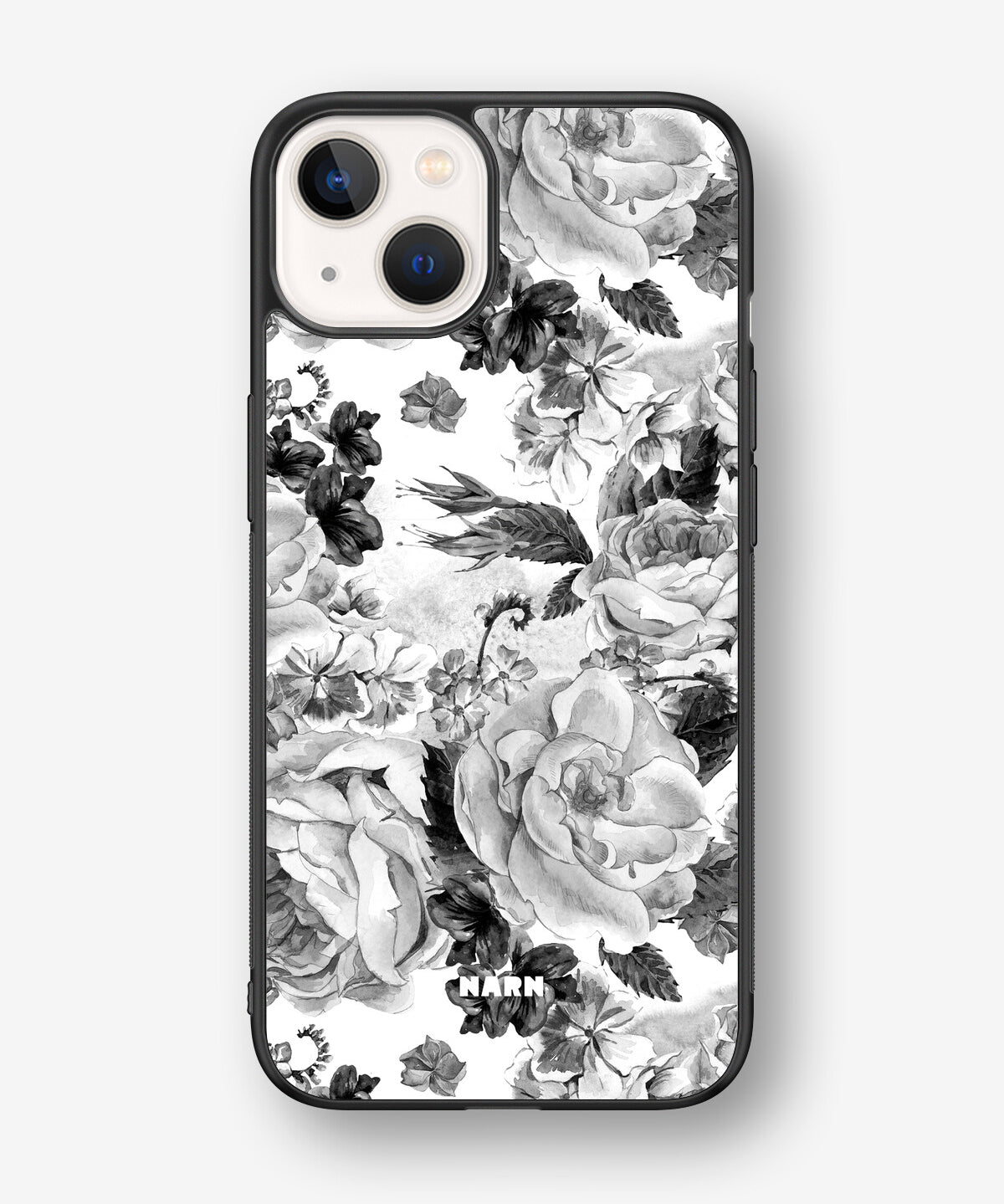 iPhone 13 Hard Case – Black & White Bloom - View 1