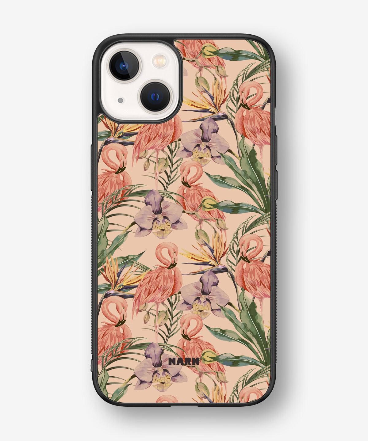 iPhone 13 Hard Case – Flamingos & Flowers - View 1