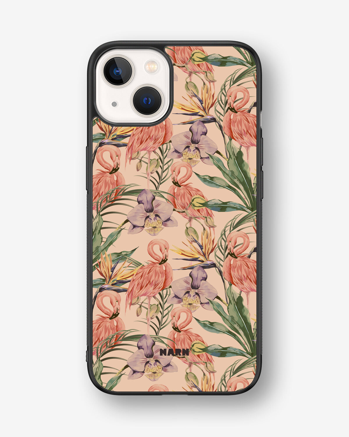iPhone 13 Hard Case – Flamingos & Flowers - View 1