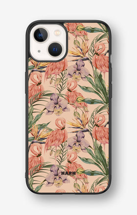 iPhone 13 Hard Case – Flamingos & Flowers - View 1