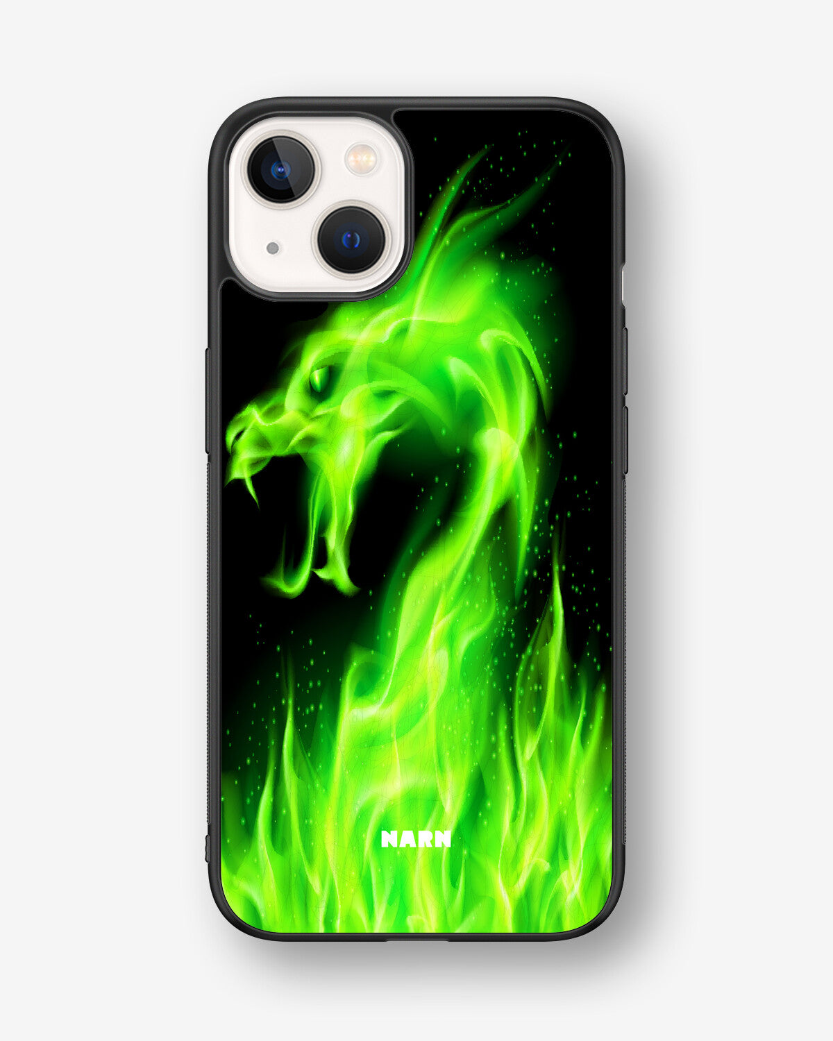 iPhone 13 Hard Case – Green Flames Dragon - View 1