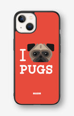 iPhone 13 Hard Case – I Love Pugs - View 1