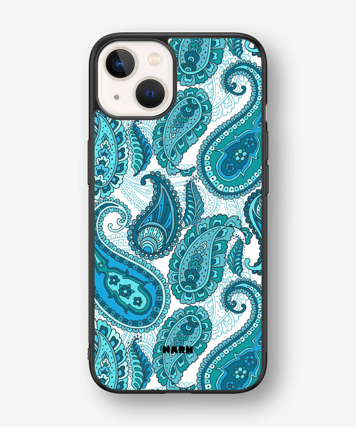 iPhone 13 Hard Case – Turquoise Paisley - View 1