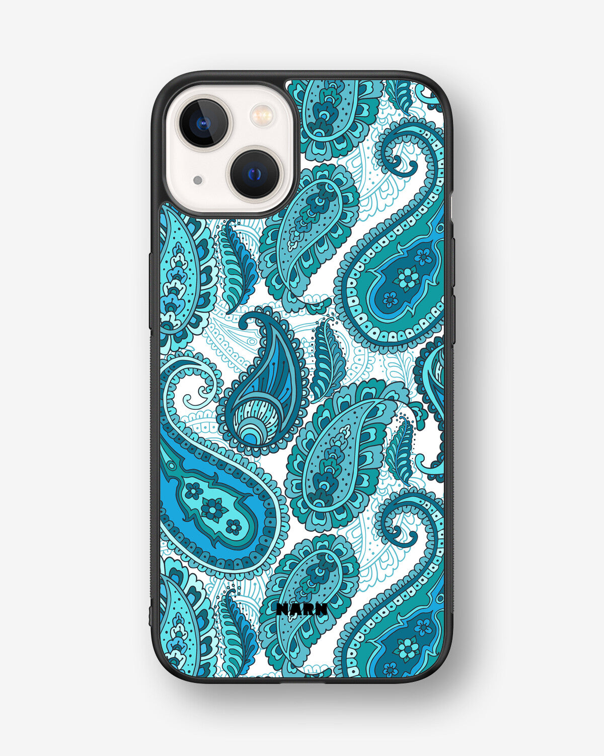 iPhone 13 Hard Case – Turquoise Paisley - View 1