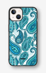 iPhone 13 Hard Case – Turquoise Paisley - View 1