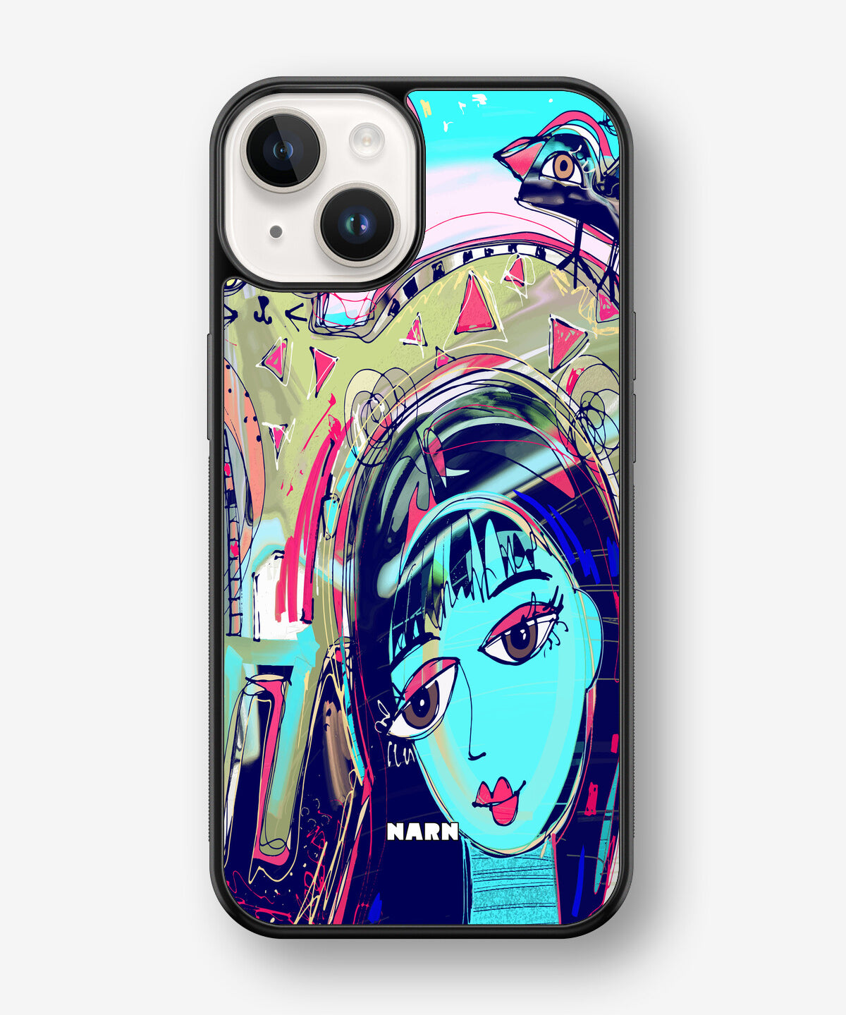 iPhone 14 Plus Hard Case – Abstract Cat - View 1