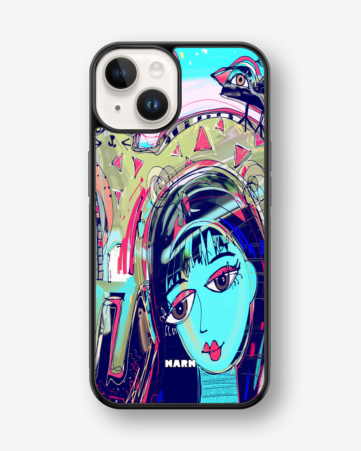 iPhone 14 Plus Hard Case – Abstract Cat - View 1