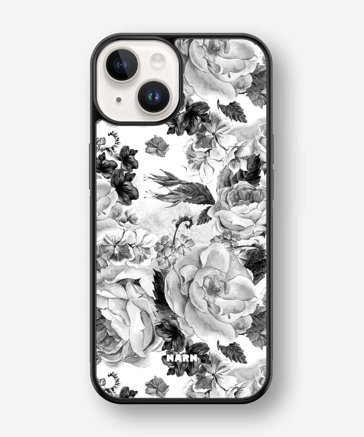 iPhone 14 Plus Hard Case – Black & White Bloom - View 1