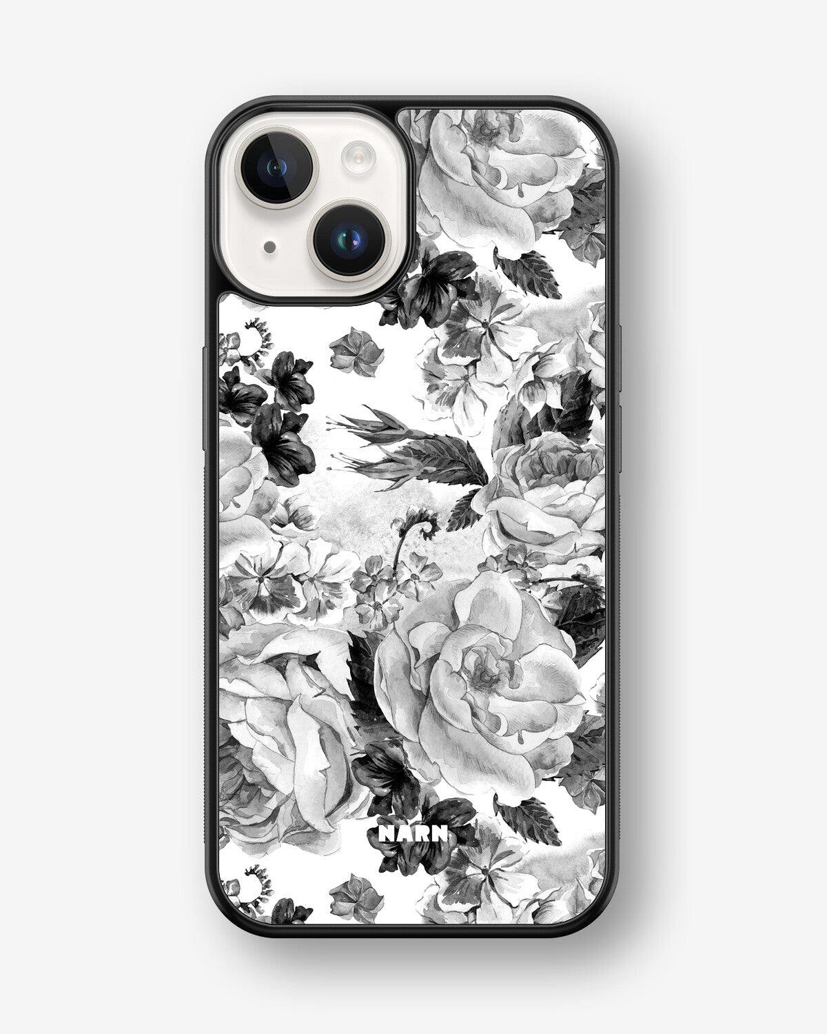 iPhone 14 Plus Hard Case – Black & White Bloom - View 1