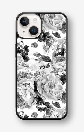 iPhone 14 Plus Hard Case – Black & White Bloom - View 1
