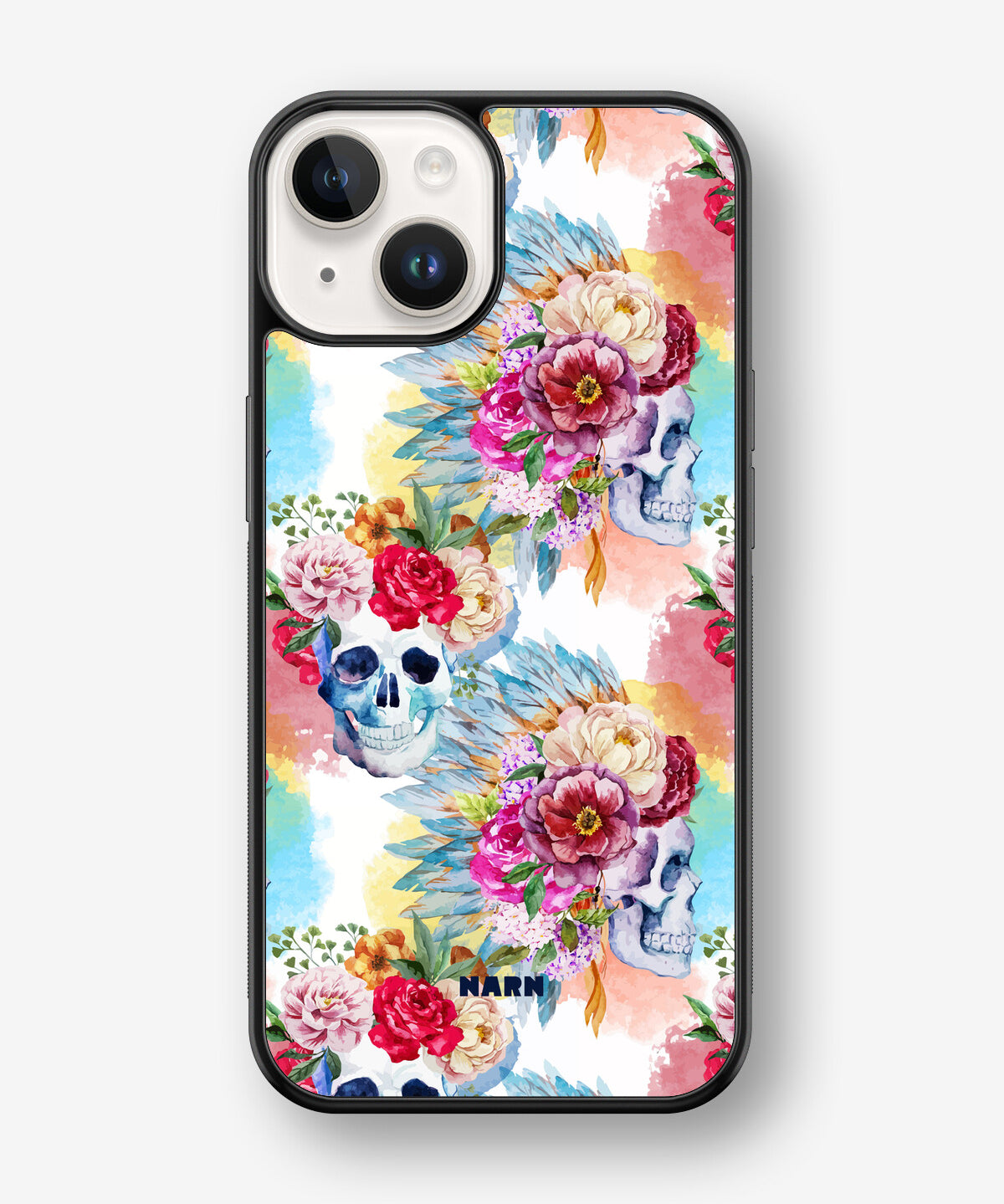 iPhone 14 Plus Hard Case – Flowered Skulls - View 1