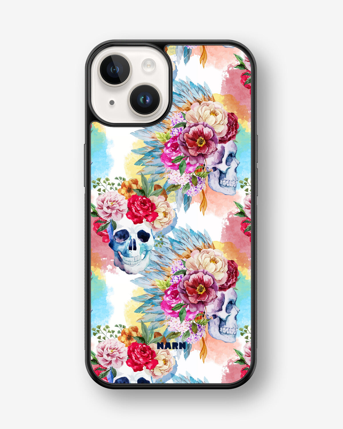 iPhone 14 Plus Hard Case – Flowered Skulls - View 1