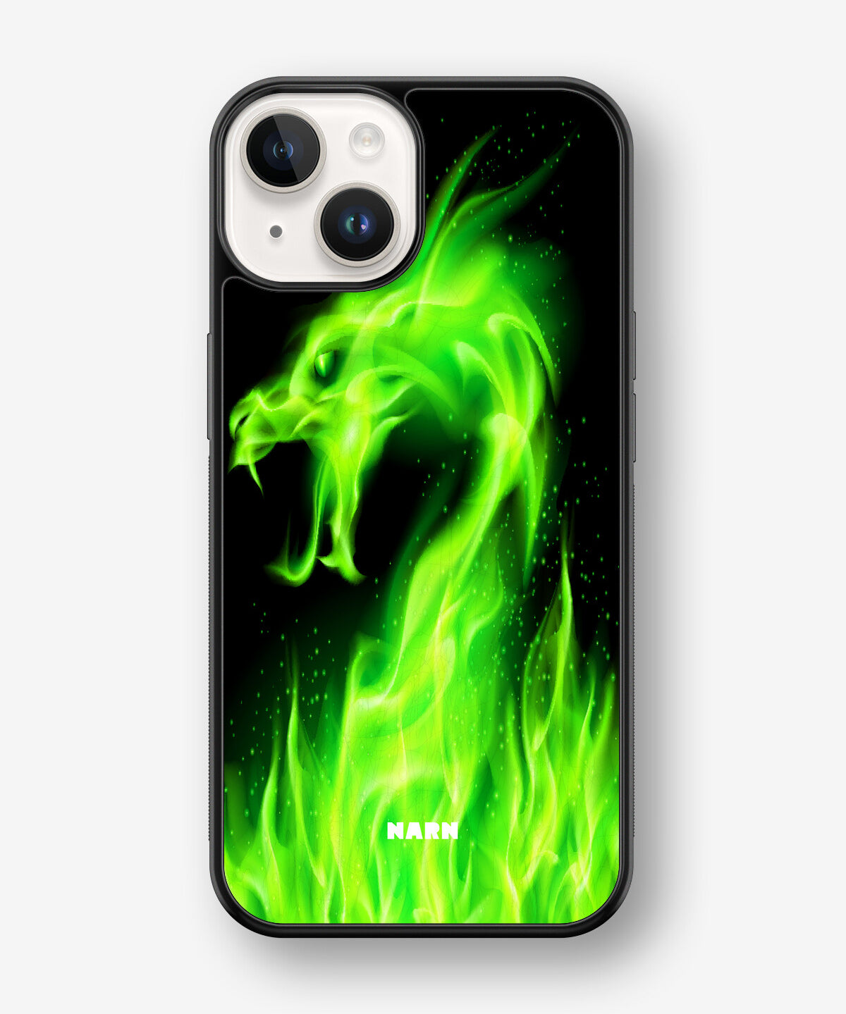iPhone 14 Plus Hard Case – Green Flames Dragon - View 1