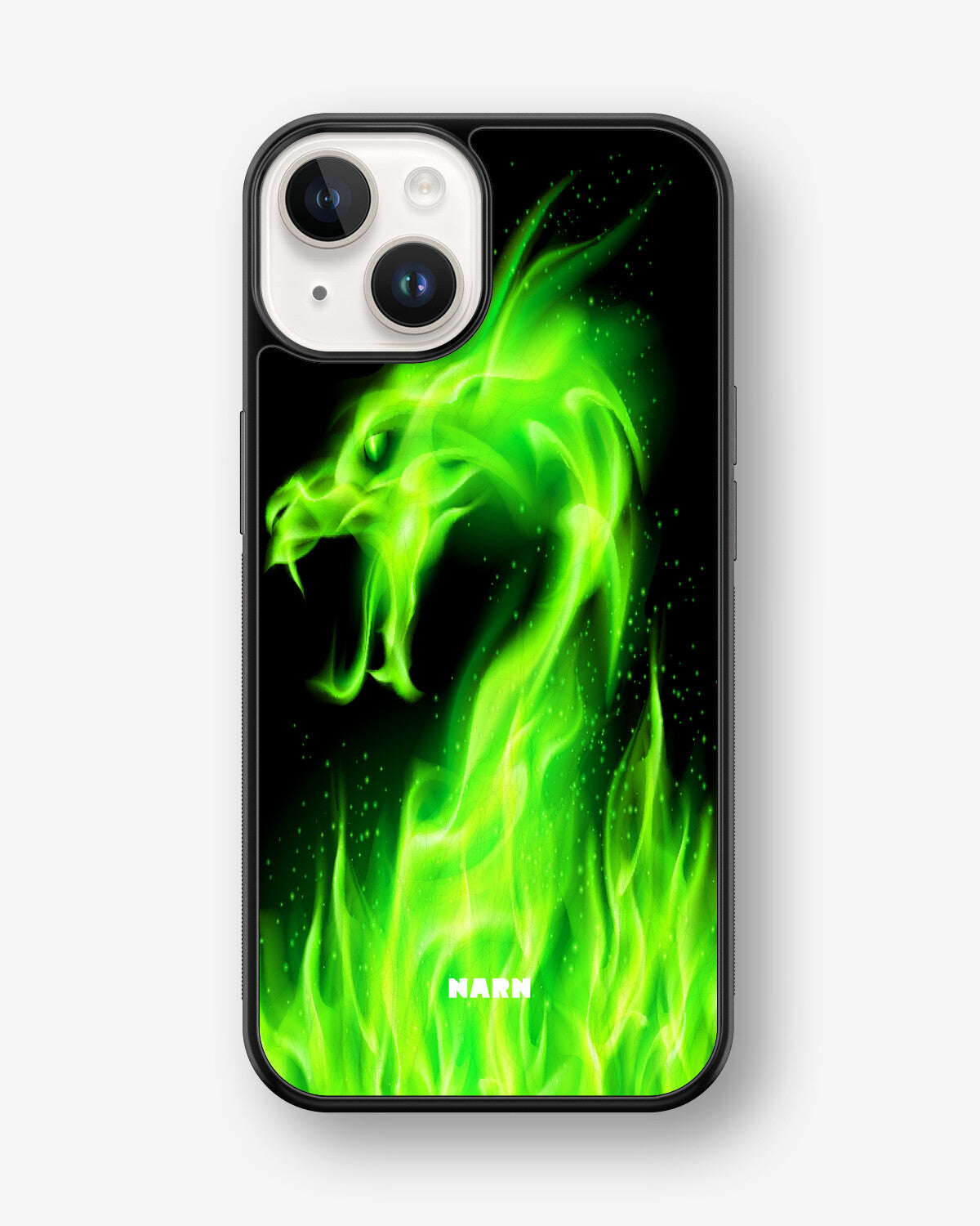iPhone 14 Plus Hard Case – Green Flames Dragon - View 1
