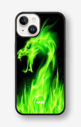 iPhone 14 Plus Hard Case – Green Flames Dragon - View 1