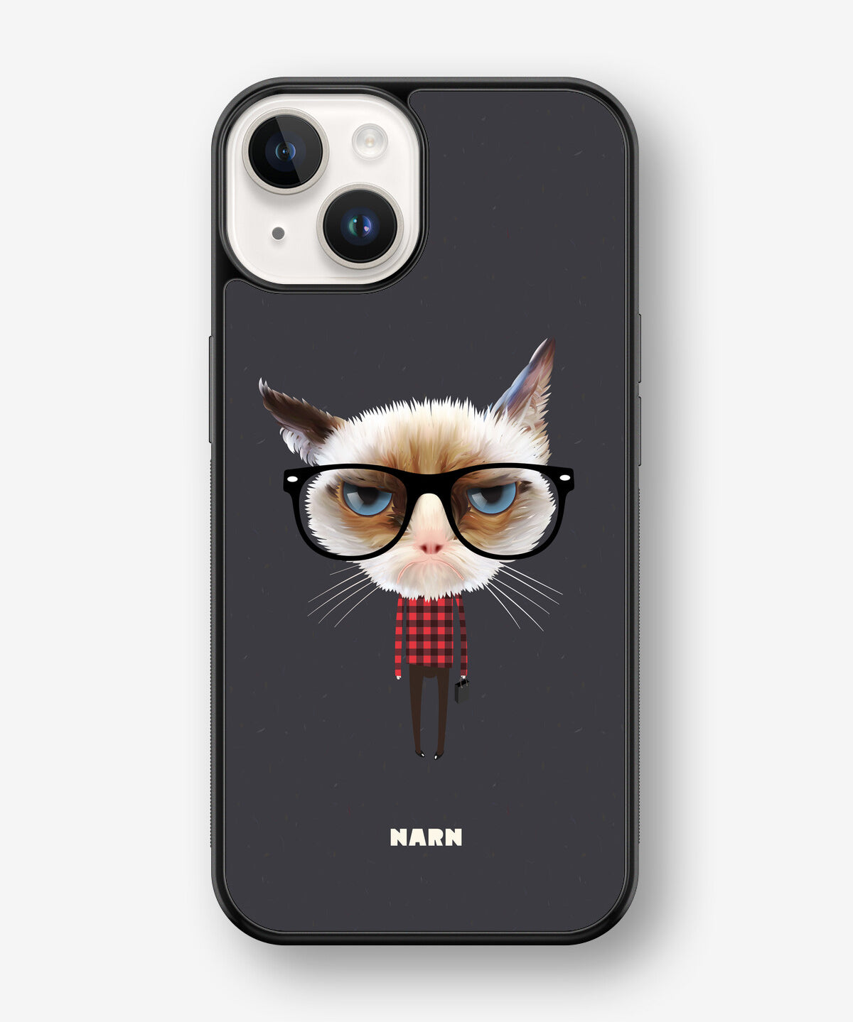 iPhone 14 Plus Hard Case – Hipster Cat - View 1