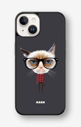 iPhone 14 Plus Hard Case – Hipster Cat - View 1