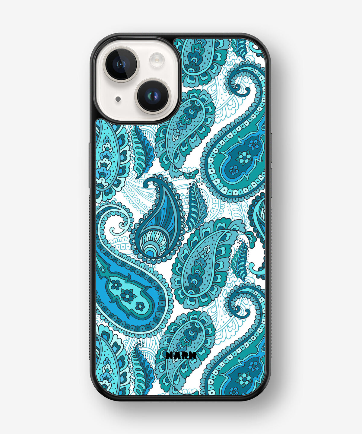 iPhone 14 Plus Hard Case – Turquoise Paisley - View 1