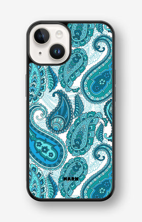iPhone 14 Plus Hard Case – Turquoise Paisley - View 1