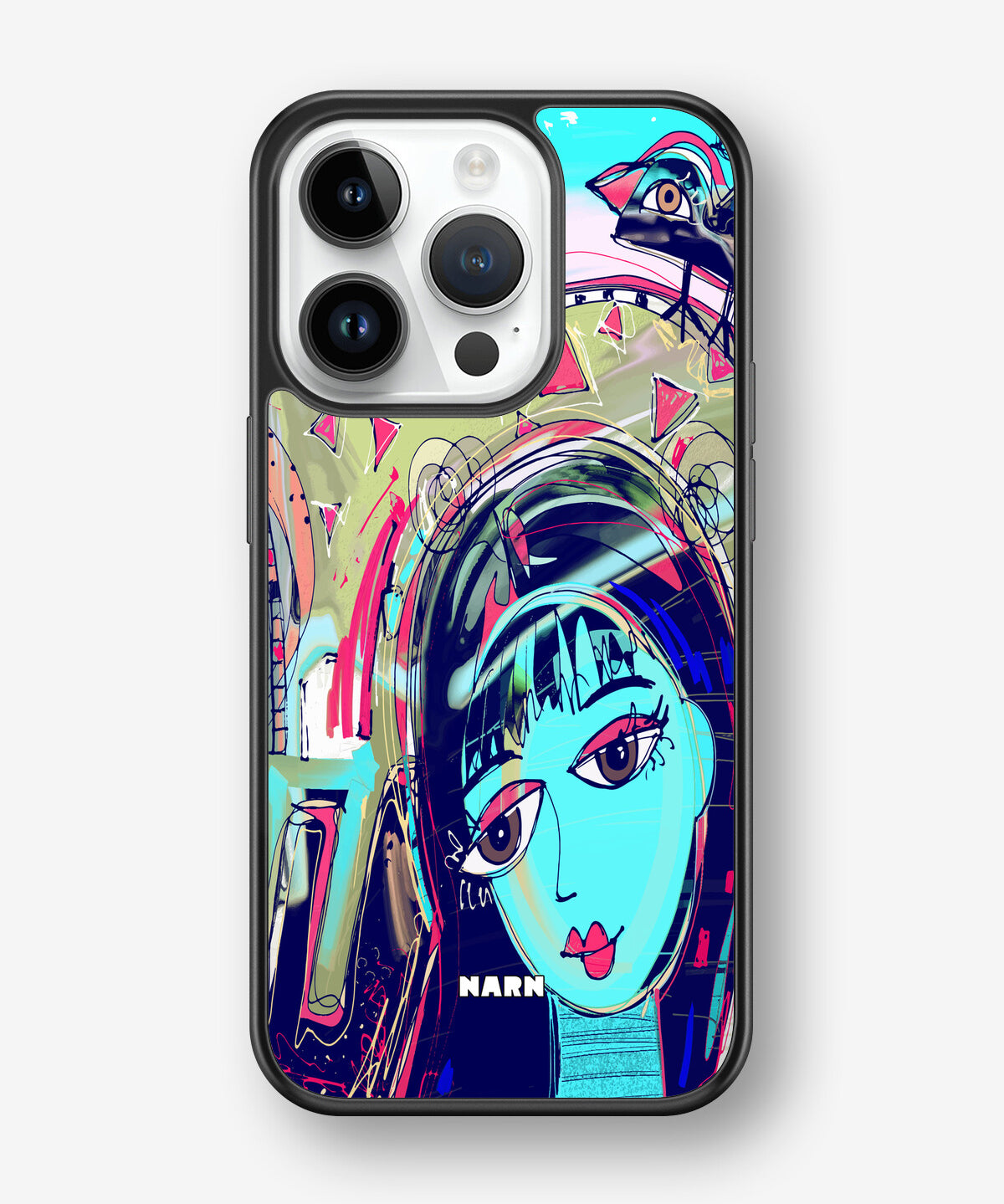 iPhone 14 Pro Hard Case – Abstract Cat - View 1