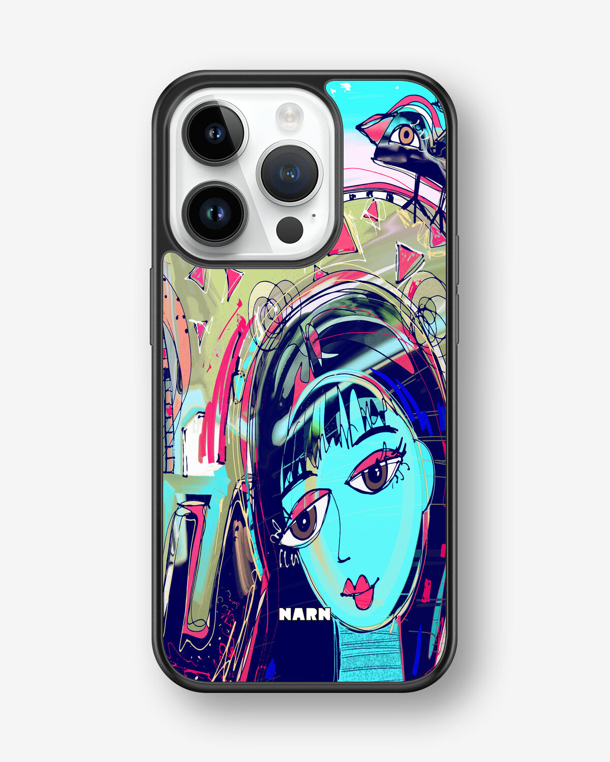 iPhone 14 Pro Hard Case – Abstract Cat - View 1