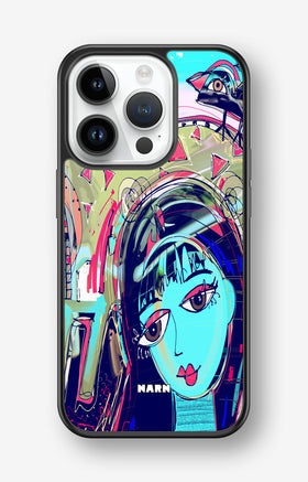 iPhone 14 Pro Hard Case – Abstract Cat - View 1