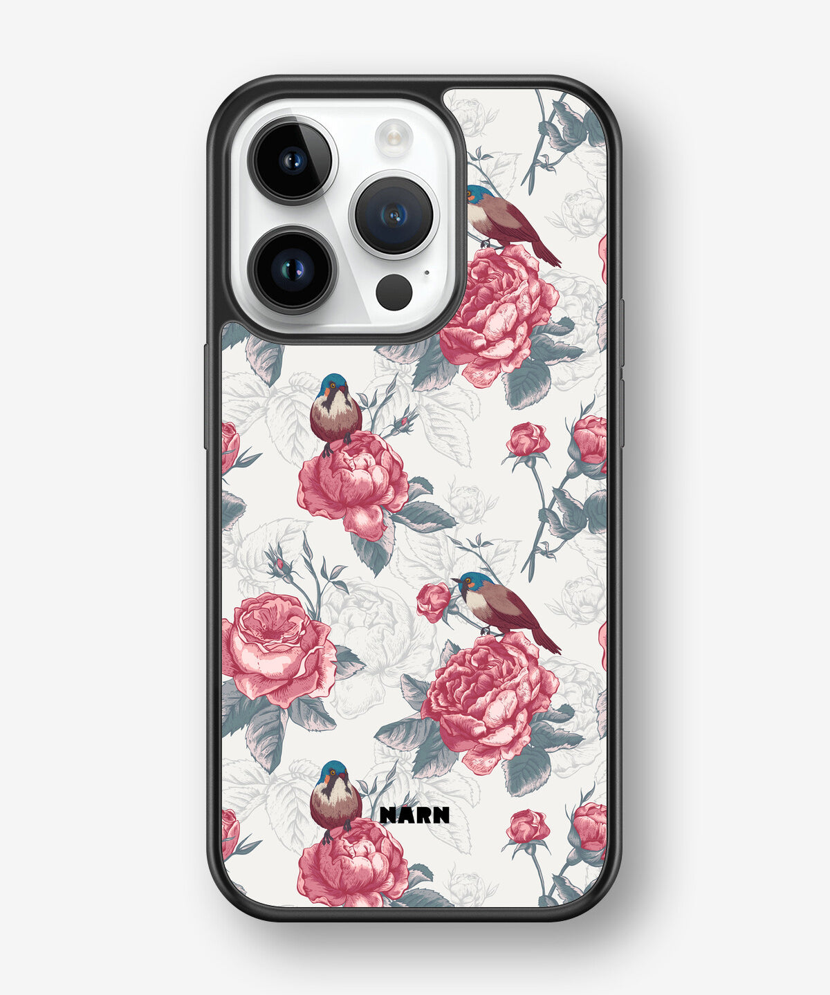 iPhone 14 Pro Hard Case – Birds Among Roses - View 1