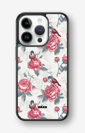 iPhone 14 Pro Hard Case – Birds Among Roses - View 1