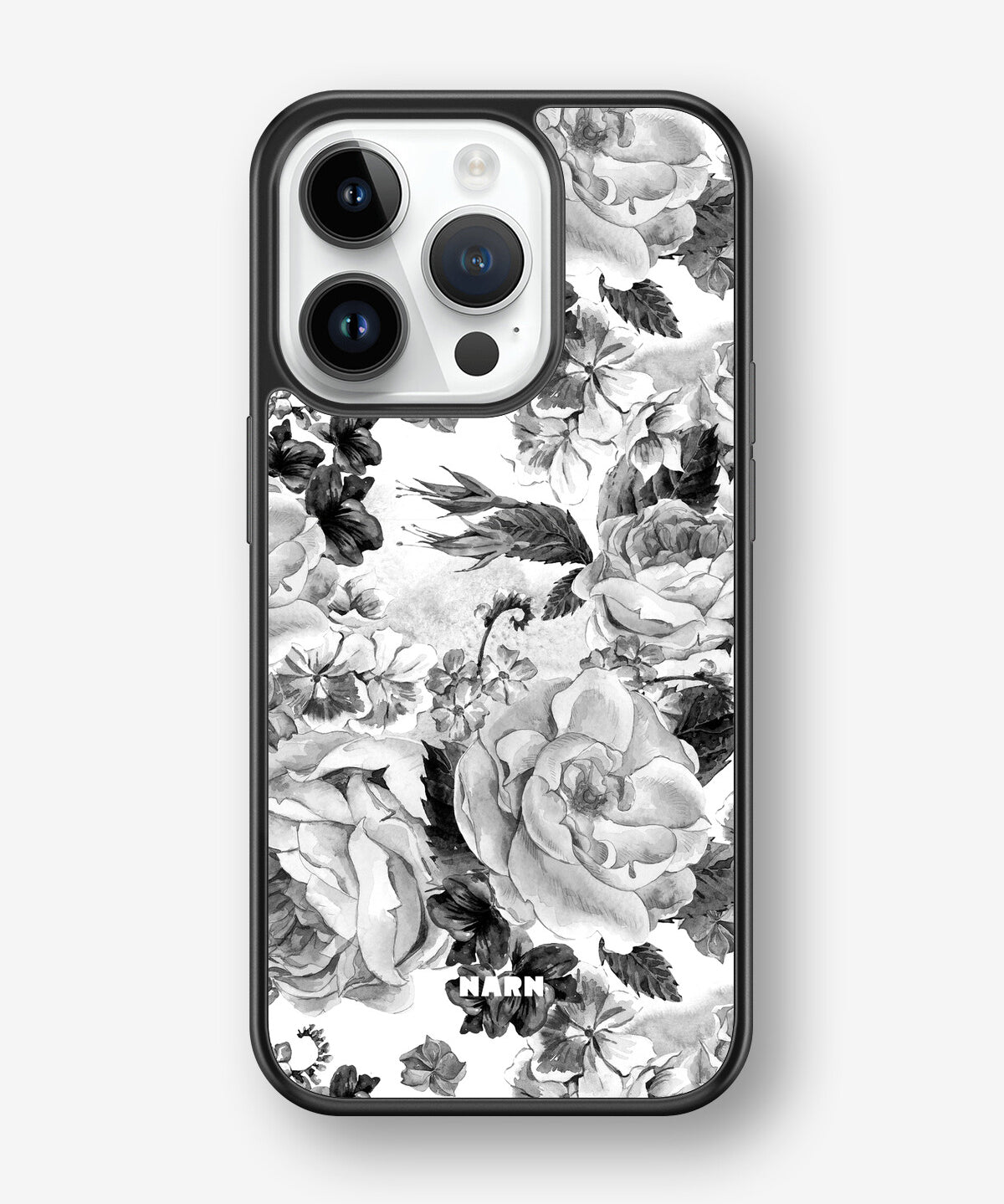 iPhone 14 Pro Hard Case – Black & White Bloom - View 1