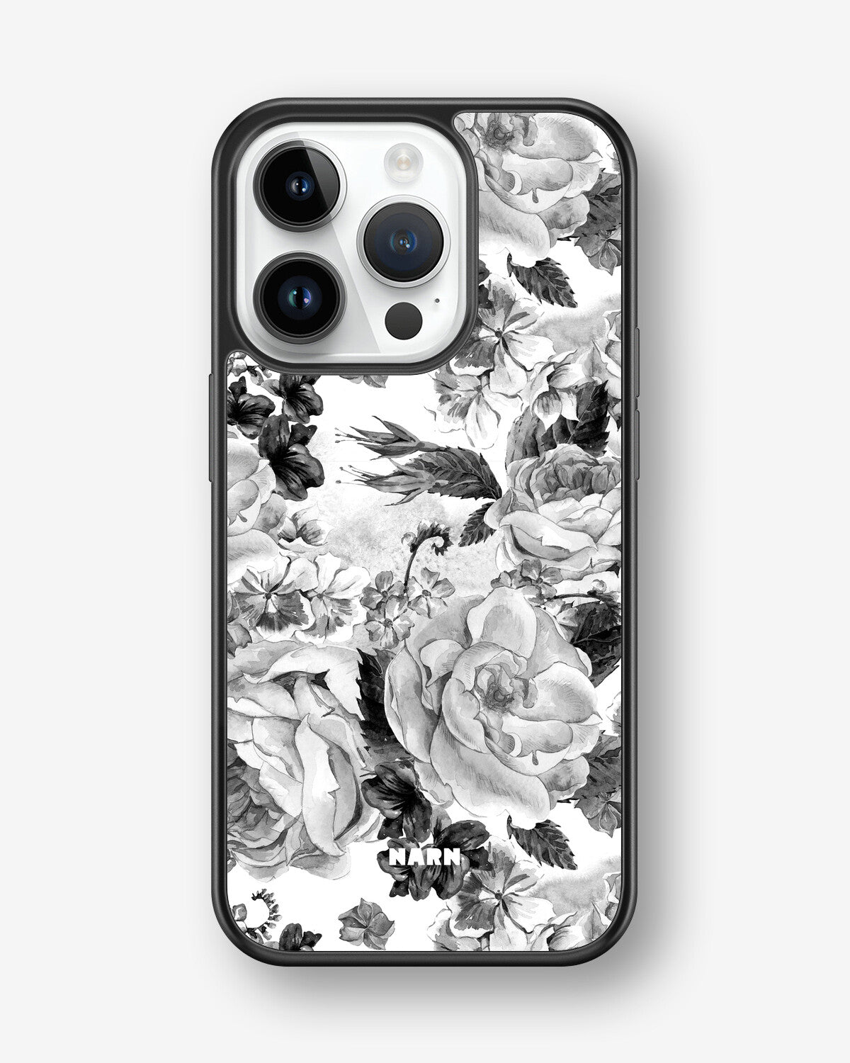 iPhone 14 Pro Hard Case – Black & White Bloom - View 1