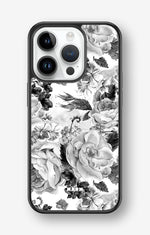 iPhone 14 Pro Hard Case – Black & White Bloom - View 1