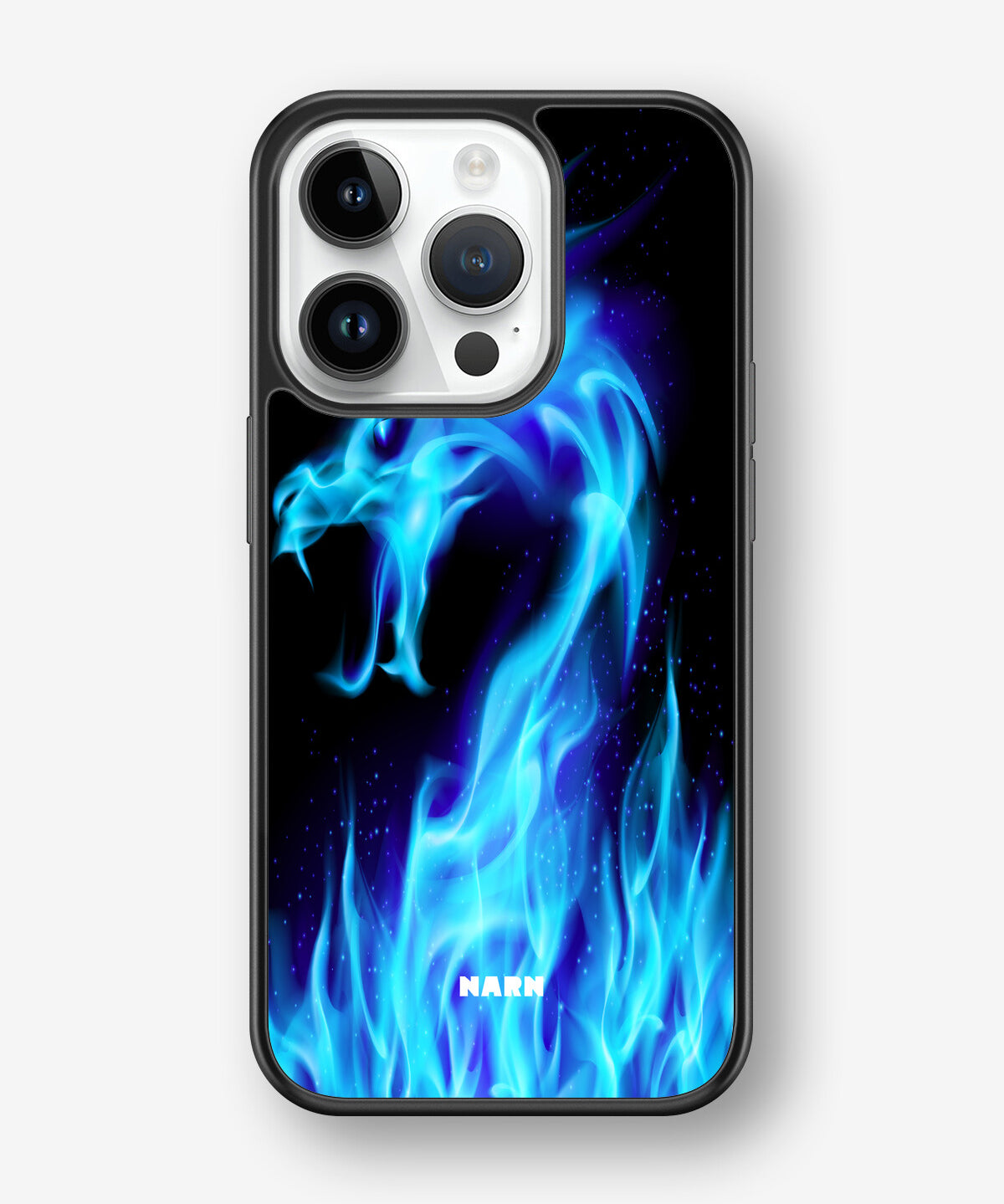 iPhone 14 Pro Hard Case – Blue Flames Dragon - View 1