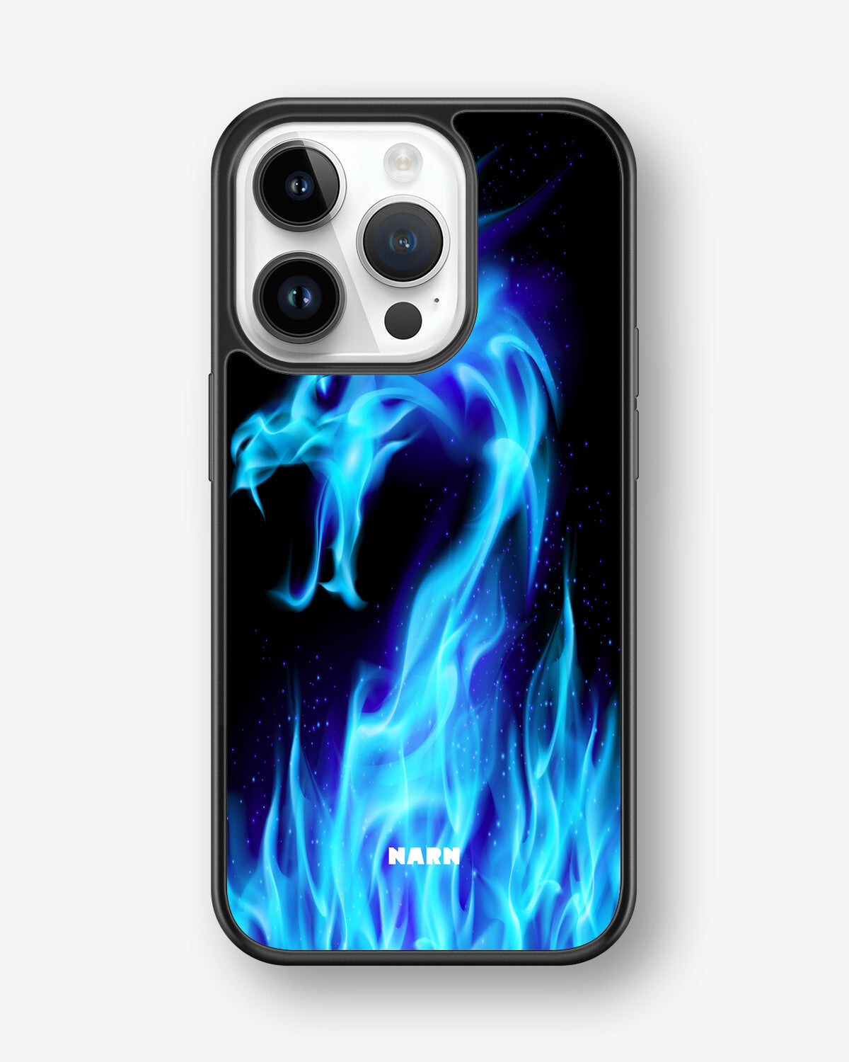 iPhone 14 Pro Hard Case – Blue Flames Dragon - View 1