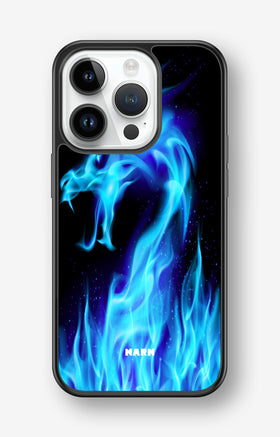 iPhone 14 Pro Hard Case – Blue Flames Dragon - View 1