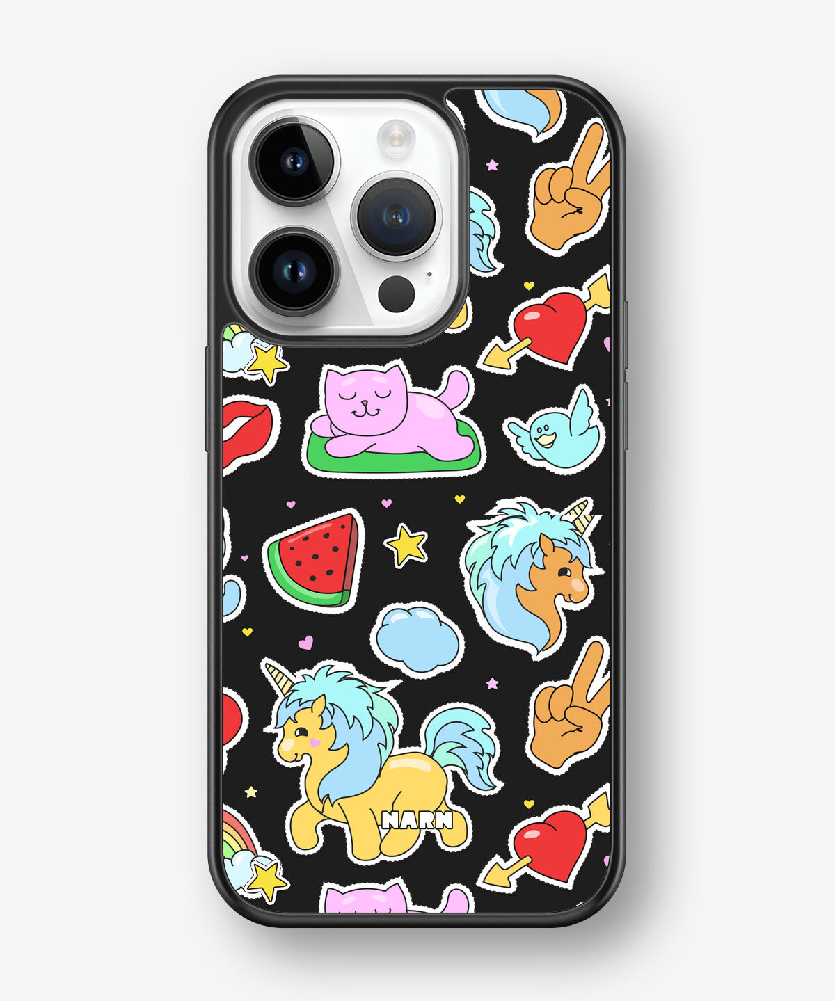 iPhone 14 Pro Hard Case – Cute Stickers - View 1