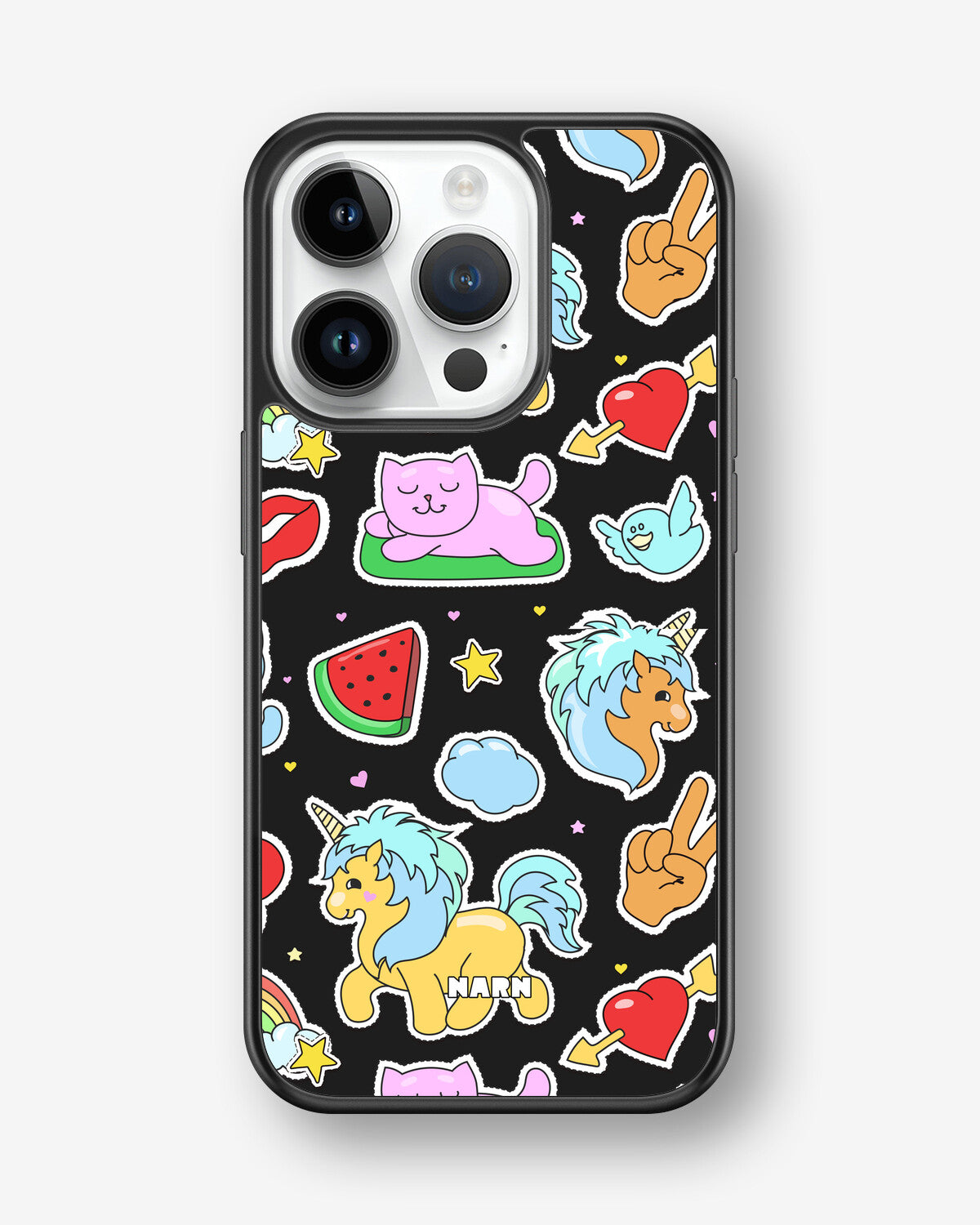 iPhone 14 Pro Hard Case – Cute Stickers - View 1