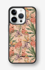 iPhone 14 Pro Hard Case – Flamingos & Flowers - View 1