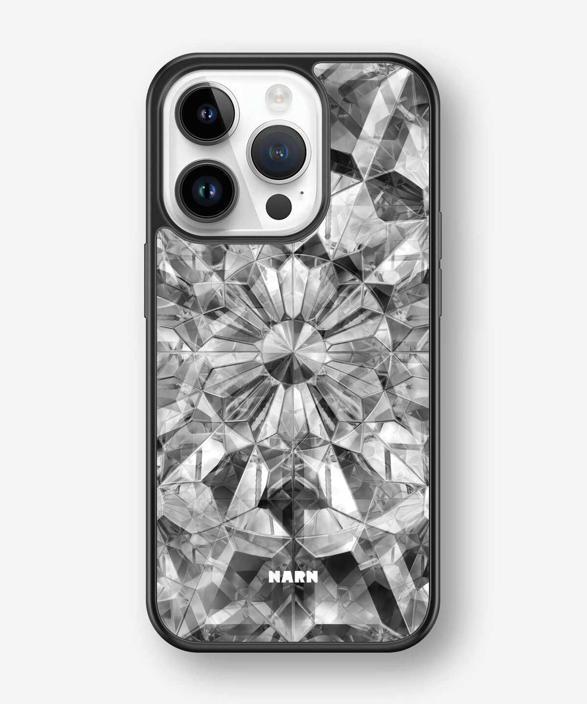 iPhone 14 Pro Hard Case – Grey Crystals - View 1