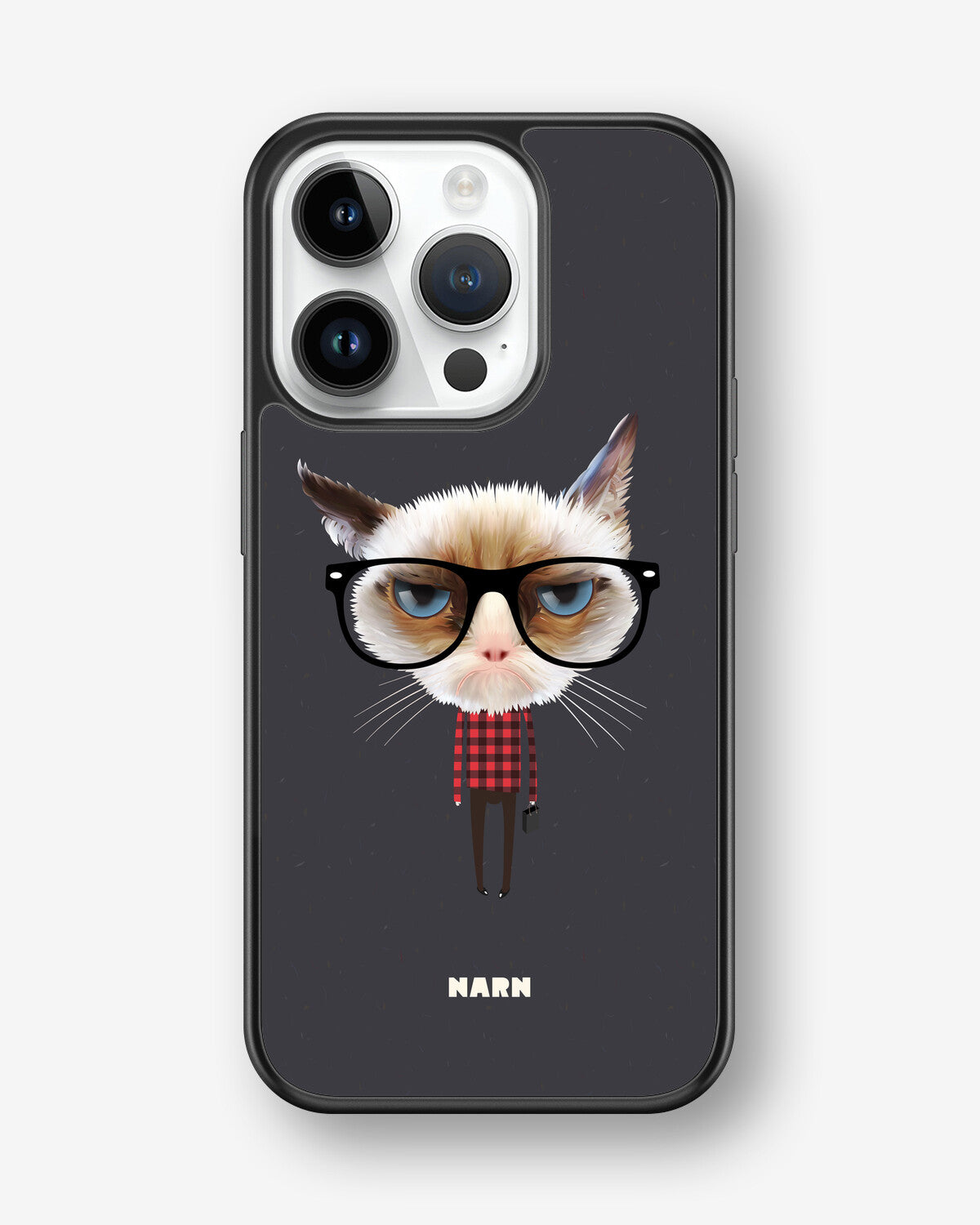 iPhone 14 Pro Hard Case – Hipster Cat - View 1