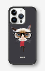 iPhone 14 Pro Hard Case – Hipster Cat - View 1