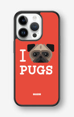 iPhone 14 Pro Hard Case – I Love Pugs - View 1