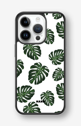 iPhone 14 Pro Hard Case – Monstera Pattern - View 1