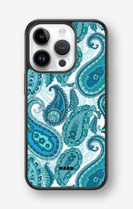 iPhone 14 Pro Hard Case – Turquoise Paisley - View 1