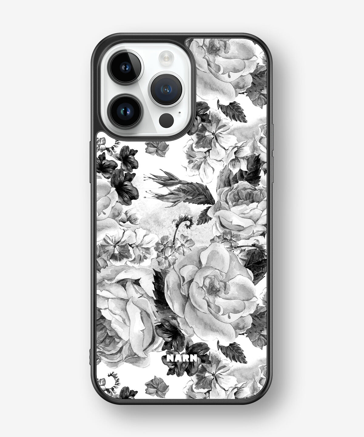 iPhone 14 Pro Max Hard Case – Black & White Bloom - View 1