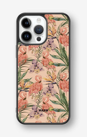 iPhone 14 Pro Max Hard Case – Flamingos & Flowers - View 1