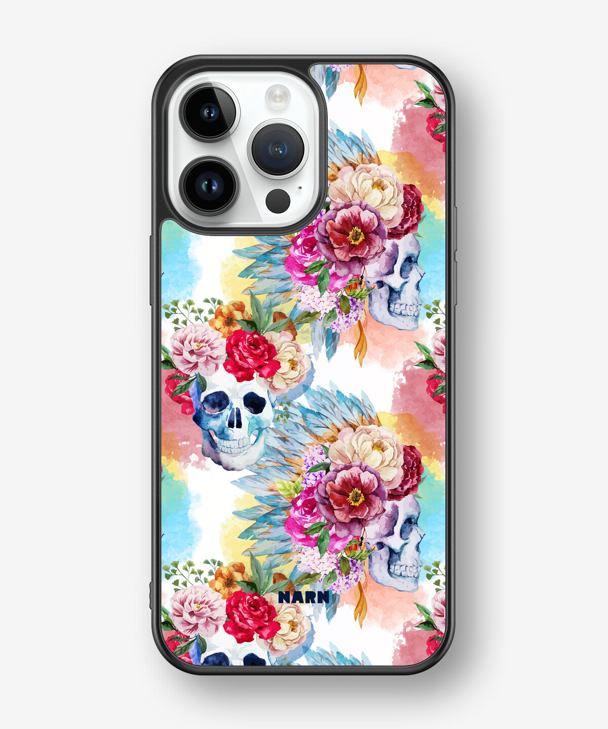 iPhone 14 Pro Max Hard Case – Flowered Skulls - View 1