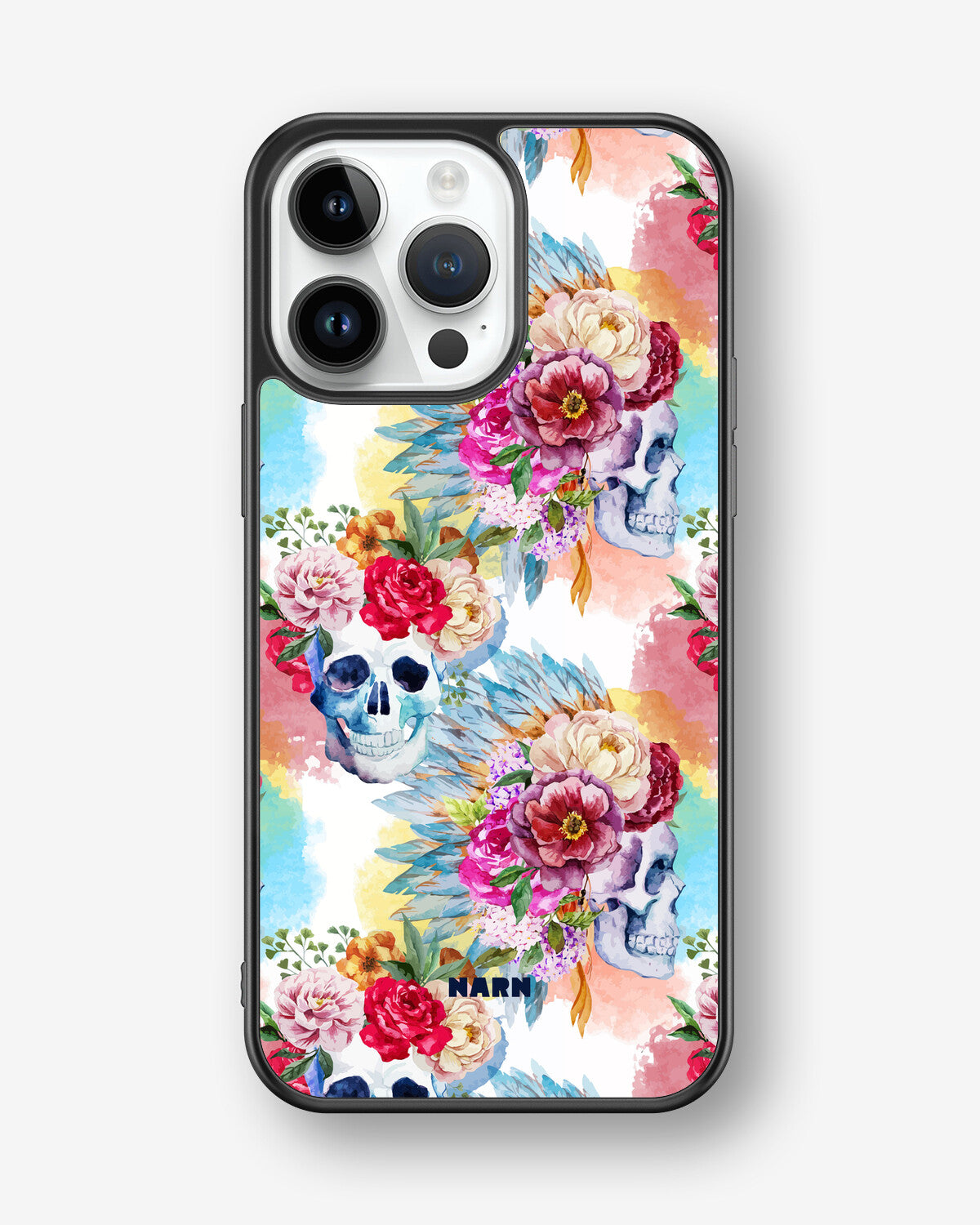 iPhone 14 Pro Max Hard Case – Flowered Skulls - View 1
